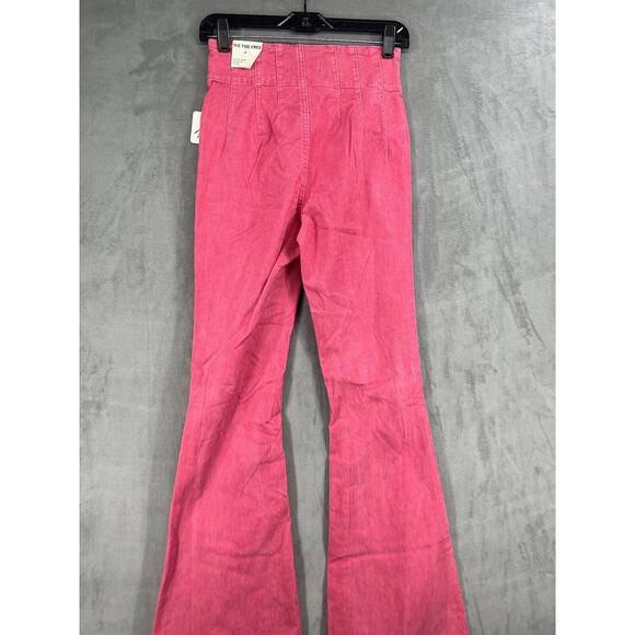 Free People Jayde Cord High Rise Flare Corduroy Pants Size 25 Honey Suckle Pink - Picture 5 of 9